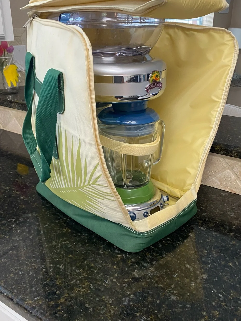 Margaritaville Silver Blender with Blue Lid and Green Base